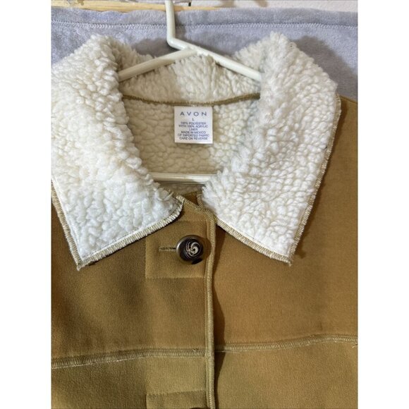 Women’s Avon Penny Lane Coat Tan Sherpa Lined Size Large - Picture 8 of 11